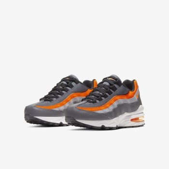 Nike Air Max 95 - Nagyobb Gyerek Air Max Trainers - Sötét Szürke/Fekete/Szürke/Narancssárga